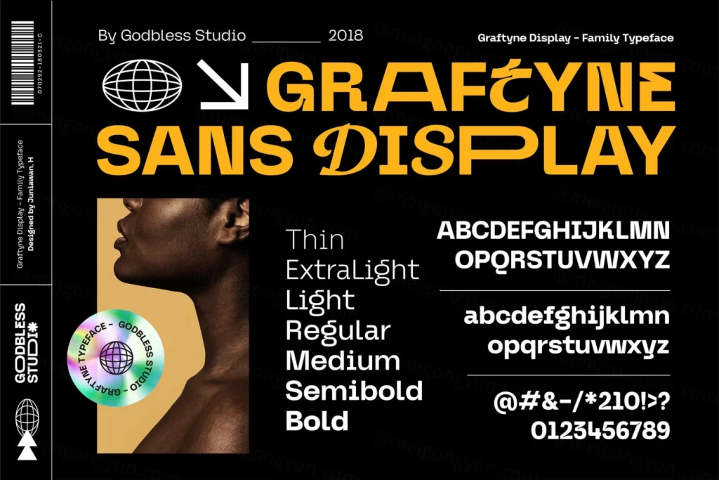 潮流时尚运动酸性艺术创意品牌设计海报杂志排版英文字体 Graftyne - Variable Display