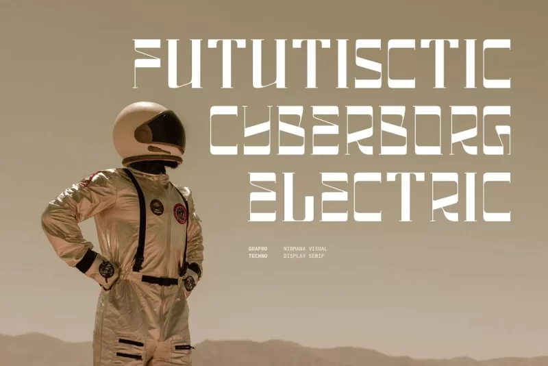 高质量高端技术未来感科技时尚品牌设计排版英文字体 Grafro Techno - Display Font-墨鱼时间