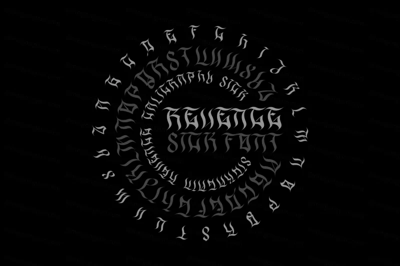 高质量现代优雅哥特式美学锐利英文书法字体 REVENGE FONT-墨鱼时间