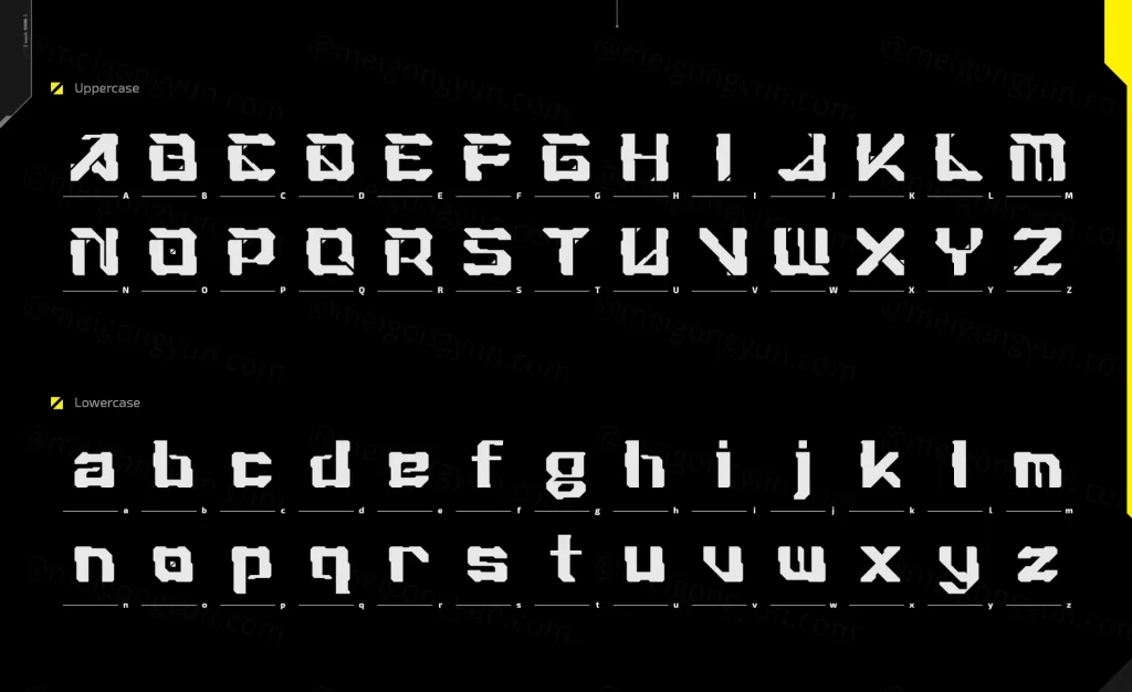 潮流未来派赛博朋克科幻主义工业机械科技几何硬角英文装饰字体 Achron - Display Font