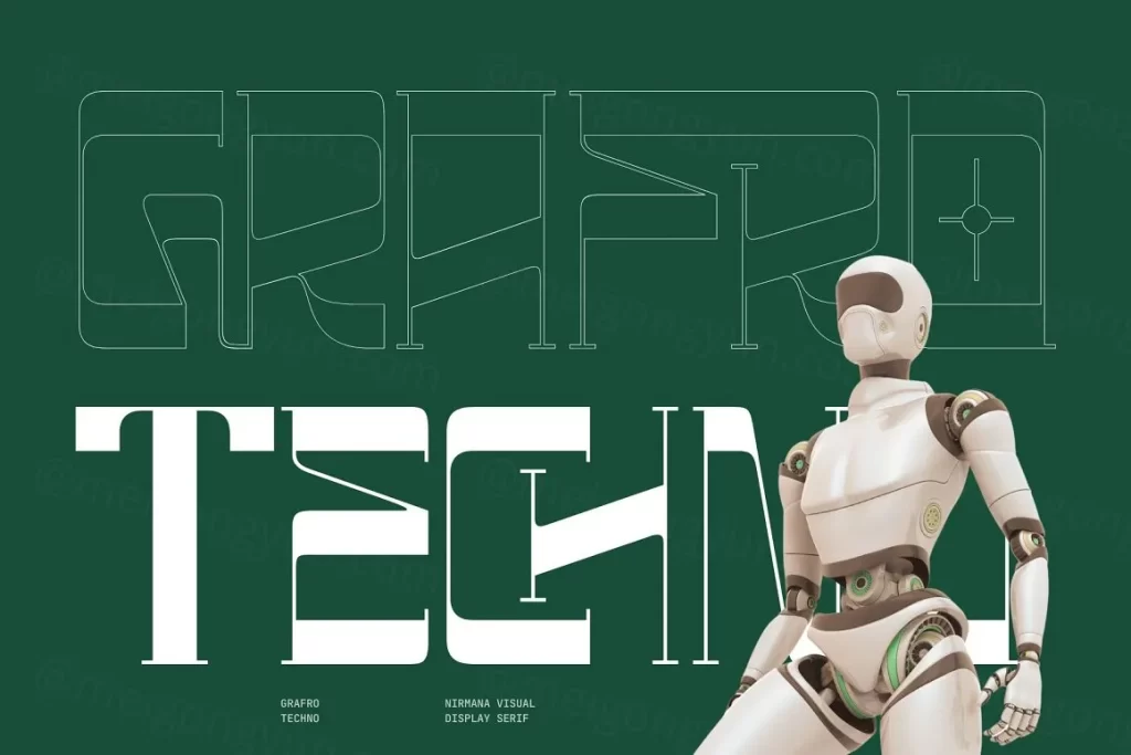 高质量高端技术未来感科技时尚品牌设计排版英文字体 Grafro Techno - Display Font